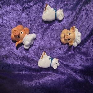 4 pc Vintage Pig Magnets grannycore cottagecore farmhouse decor